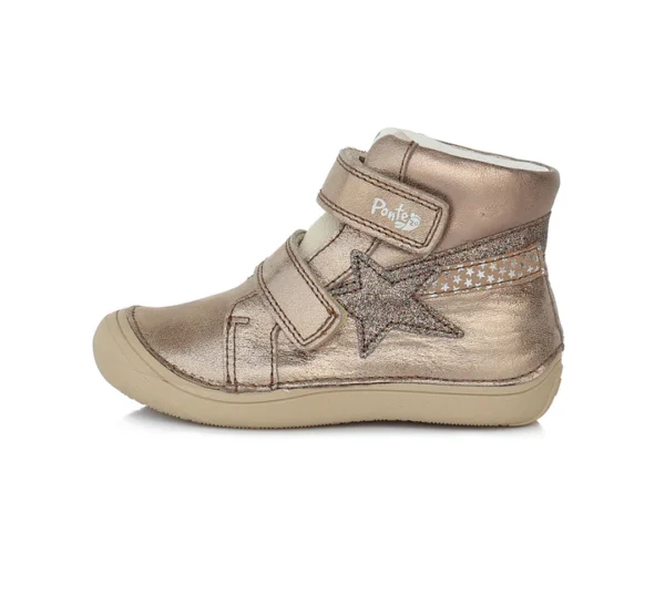 Ponte20 supinált lány bőrcipő. bronz színben csillag mintával