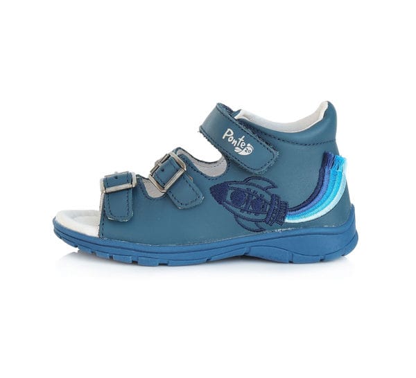 Ponte20 supinált kék bőrszandál, oldalán rakéta mintával