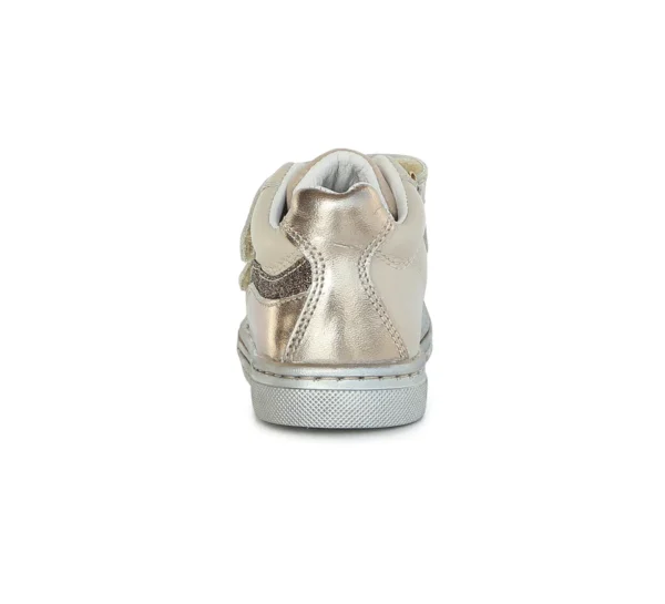 Ponte20 supinált lány bőrcipő – krém–arany, csillámos hullámmintával