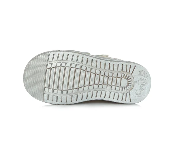 Ponte20 supinált lány bőrcipő – krém–arany, csillámos hullámmintával