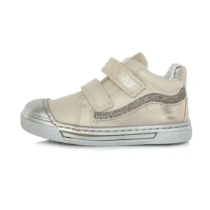 Ponte20 supinált lány bőrcipő – krém–arany, csillámos hullámmintával