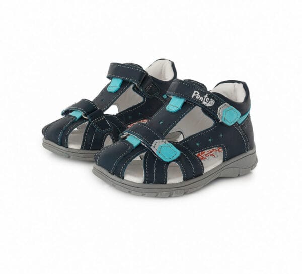 Ponte20 supinált kék zárt orrú bőrszandál