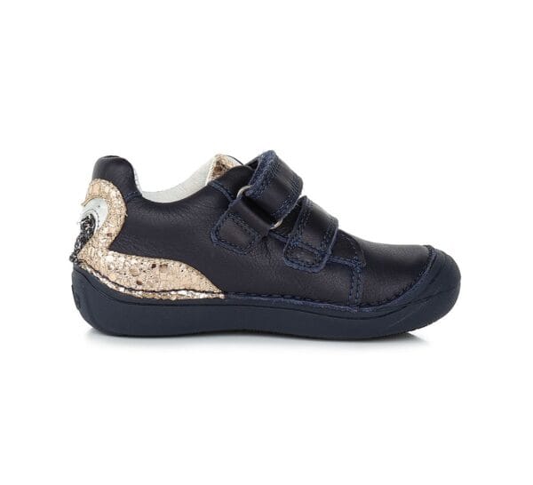 Ponte20 supinált lány bőrcipő – sötétkék, arany sarokdísszel