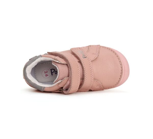 Ponte20 supinált lány bőrcipő – rózsaszín virágos sarokdísszel