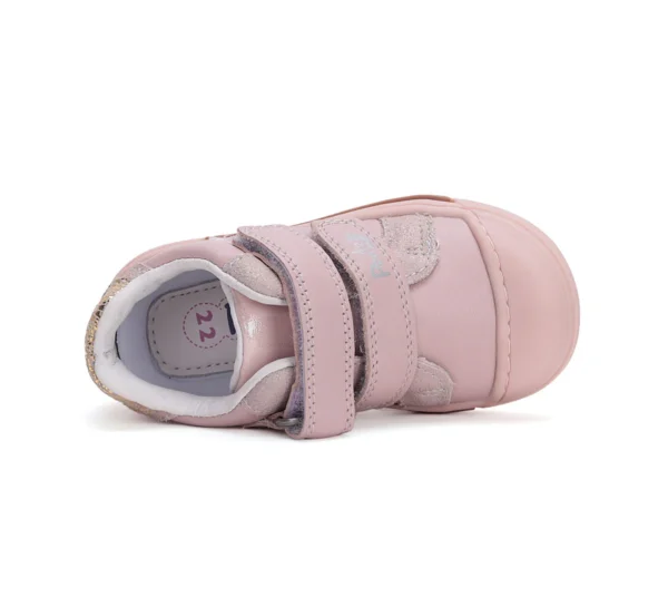 Ponte20 supinált lány bőrcipő – rózsaszín virág és aranyszíves mintával