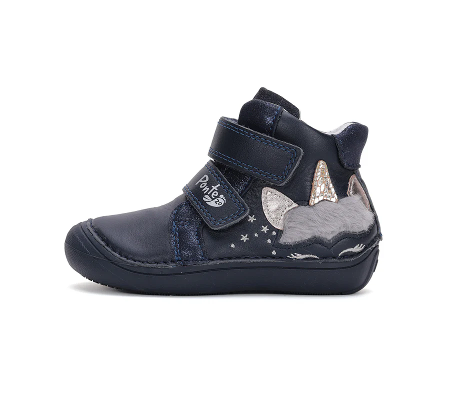 Ponte20 supinált lány bőrcipő – sötétkék unikornis mintával