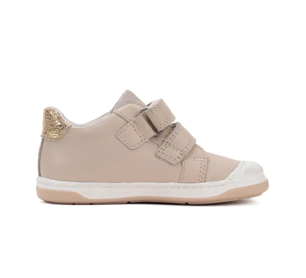 Ponte20 supinált lány bőrcipő – bézs, arany tündér mintával