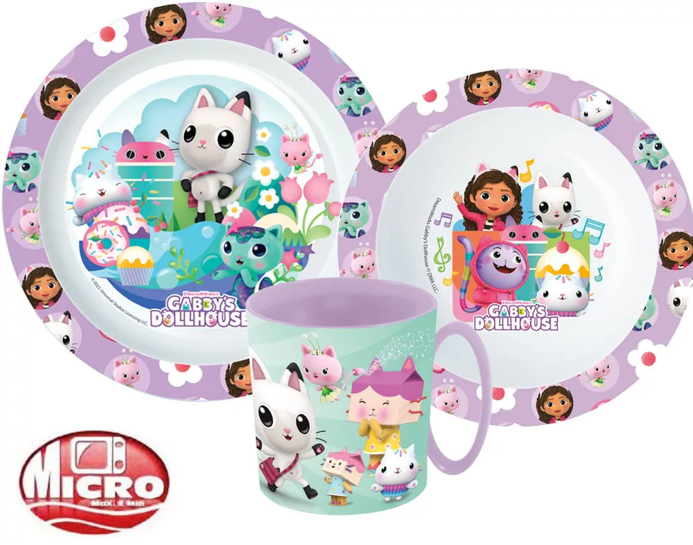 Gabi babaháza étkészlet, micro műanyag szett bögrével