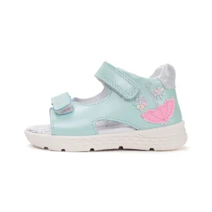 DD Step halványkék virágmintás szupinált bőr szandál