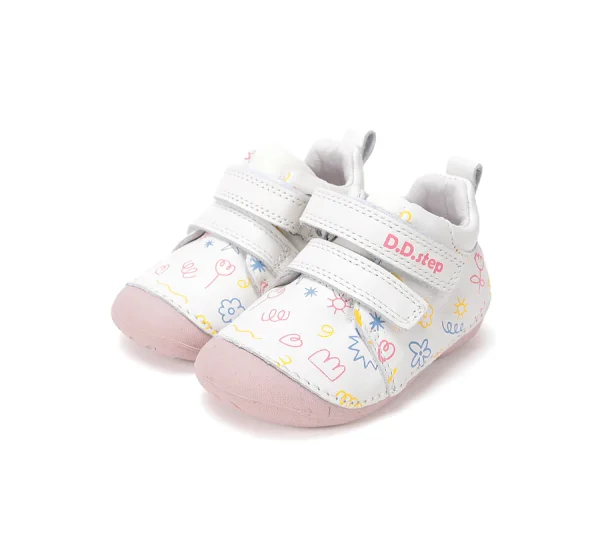 DD Step fehér bőr átmeneti kislány gyerekcipő